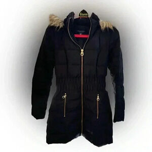 Laundry by Shelly Segel Los Angeles ladies faux fur hooded jacket in black Sz XS